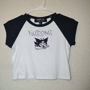 Y2K Kuromi Grunge Baby Tee Cropped Embroid Size S - Forever 21 Collaboration